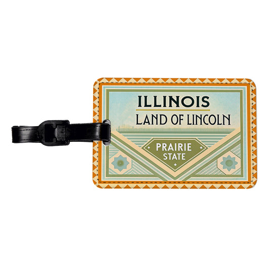 Illinois IL Prairie State Land of Lincoln Travel Vacation Stamp Travel Faux Leather Luggage Tag