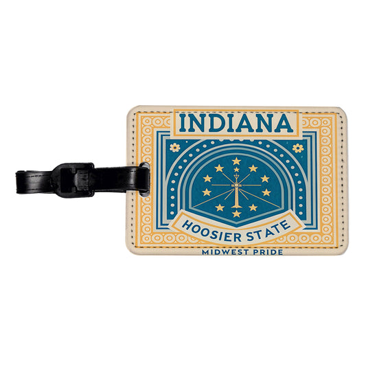 Indiana IN Hoosier State Travel Vacation Stamp Travel Faux Leather Luggage Tag