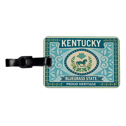 Kentucky KY Bluegrass State Travel Vacation Stamp Travel Faux Leather Luggage Tag