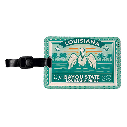 Louisiana LA Bayou State Travel Vacation Stamp Travel Faux Leather Luggage Tag