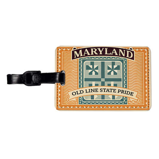 Maryland MD Old Line State Travel Vacation Stamp Travel Faux Leather Luggage Tag
