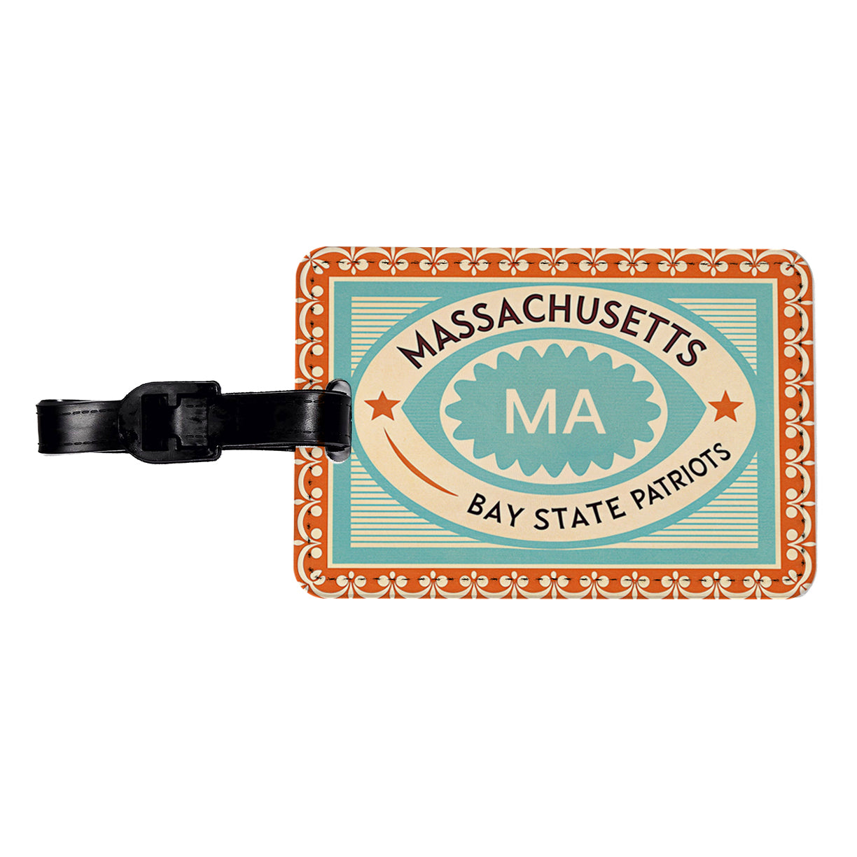Massachusetts MA Bay State Patriots Travel Vacation Stamp Travel Faux Leather Luggage Tag