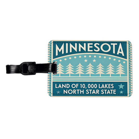 Minnesota MN Land of 10000 Lakes State Travel Vacation Stamp Travel Faux Leather Luggage Tag