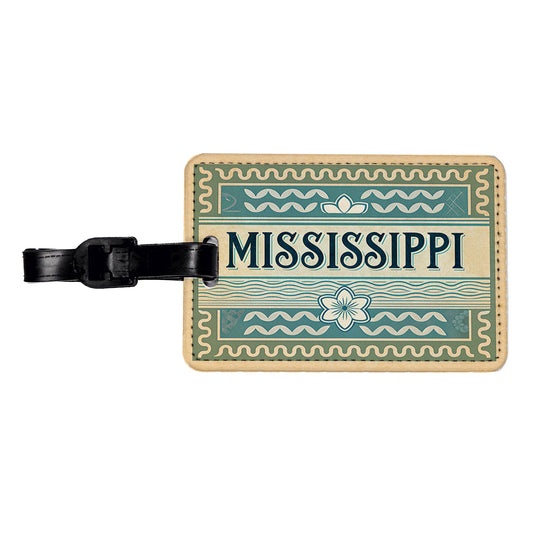 Mississippi MS State Travel Vacation Stamp Travel Faux Leather Luggage Tag