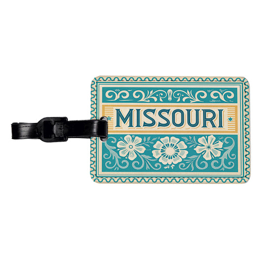 Missouri MO State Travel Vacation Stamp Travel Faux Leather Luggage Tag