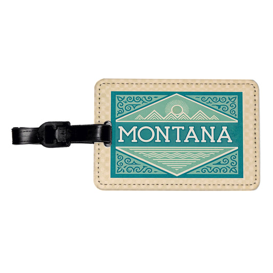 Montana MT State Travel Vacation Stamp Travel Faux Leather Luggage Tag