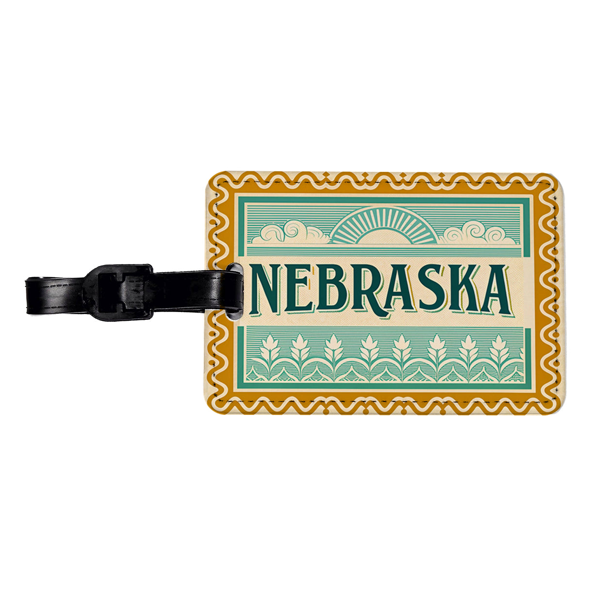 Nebraska NE State Travel Vacation Stamp Travel Faux Leather Luggage Tag
