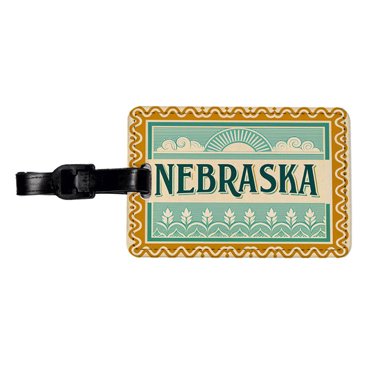 Nebraska NE State Travel Vacation Stamp Travel Faux Leather Luggage Tag