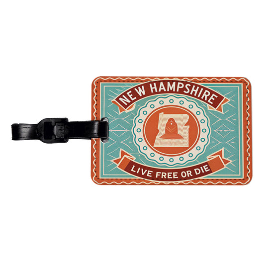New Hampshire NH Live Free Or Die State Travel Vacation Stamp Travel Faux Leather Luggage Tag
