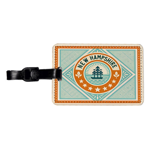New Hampshire NH State Travel Vacation Stamp Travel Faux Leather Luggage Tag