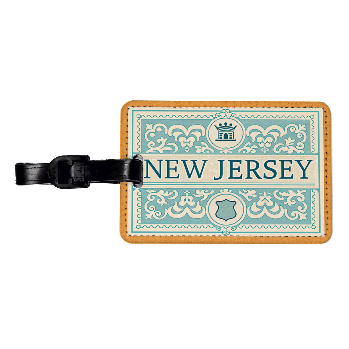 New Jersey NJ State Travel Vacation Stamp Travel Faux Leather Luggage Tag