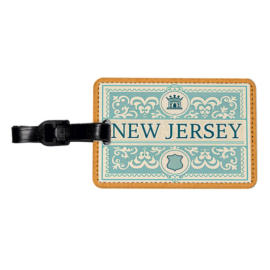 New Jersey NJ State Travel Vacation Stamp Travel Faux Leather Luggage Tag