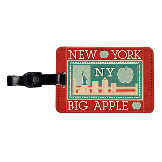 New York NY Big Apple State Travel Vacation Stamp Travel Faux Leather Luggage Tag