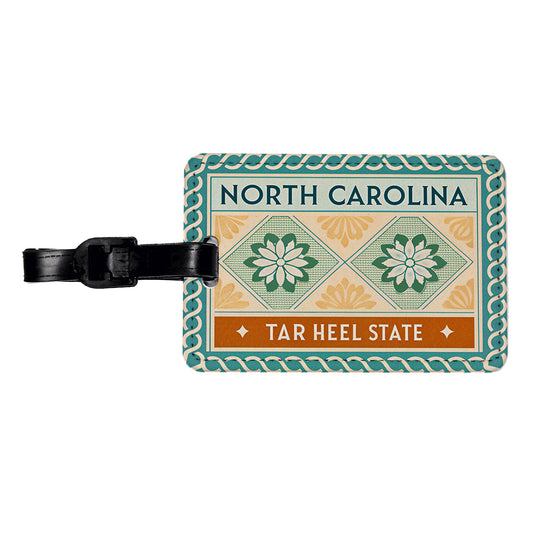 North Carolina NC Tar Heel State Travel Vacation Stamp Travel Faux Leather Luggage Tag