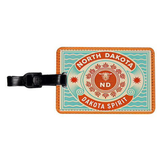 North Dakota ND State Travel Vacation Stamp Travel Faux Leather Luggage Tag