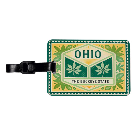 Ohio OH The Buckeye State Travel Vacation Stamp Travel Faux Leather Luggage Tag