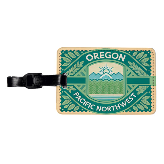 Oregon OR Pacific Northwest State Travel Vacation Stamp Travel Faux Leather Luggage Tag