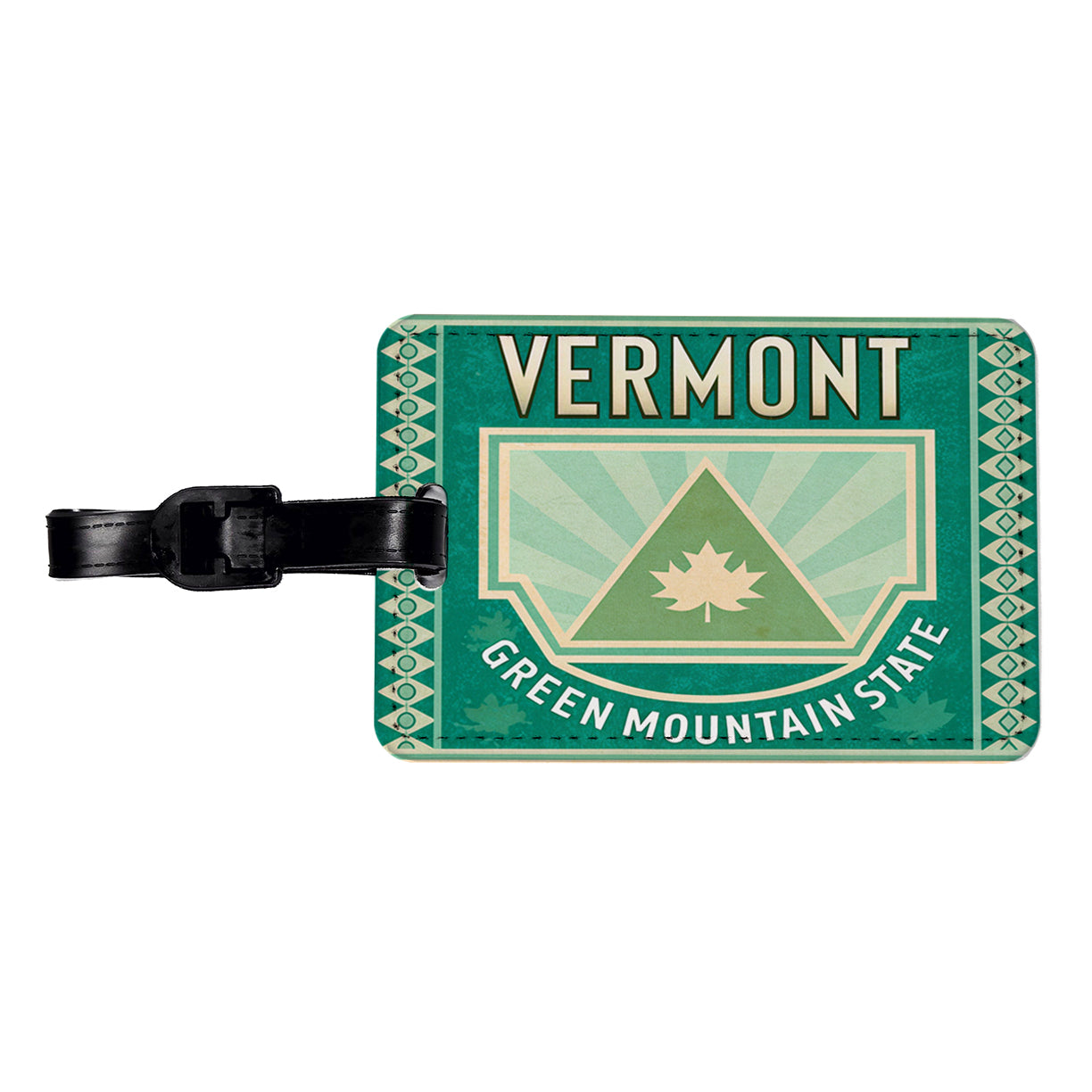 Vermont VT Green Mountain State Travel Vacation Stamp Travel Faux Leather Luggage Tag