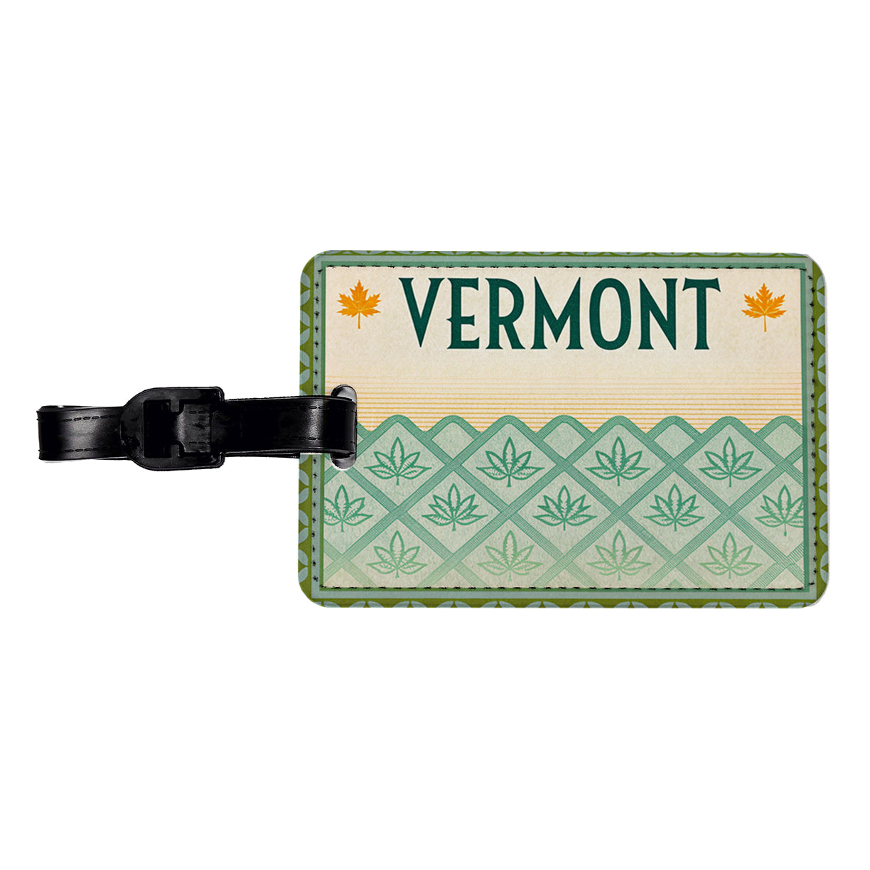 Vermont VT State Travel Vacation Stamp Travel Faux Leather Luggage Tag