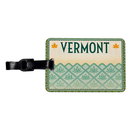 Vermont VT State Travel Vacation Stamp Travel Faux Leather Luggage Tag