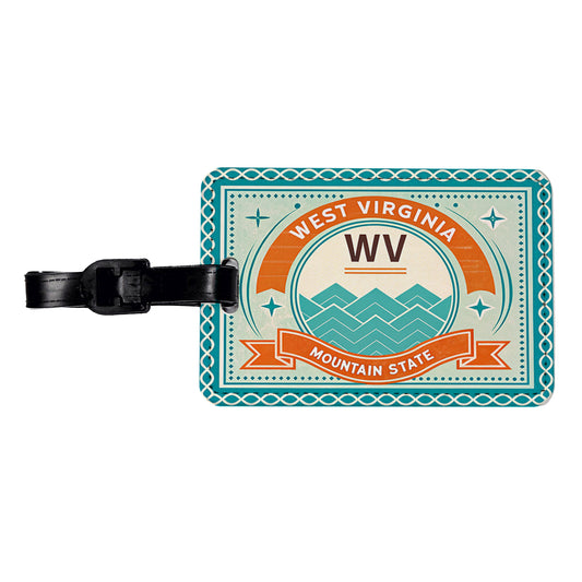 West Virginia WV Mountain State Travel Vacation Stamp Travel Faux Leather Luggage Tag