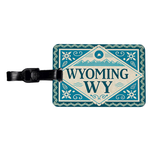 Wyoming WY State Travel Vacation Stamp Travel Faux Leather Luggage Tag