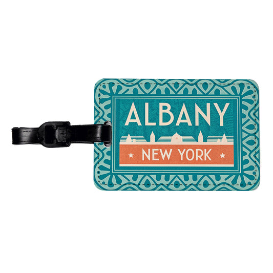 Albany NY New York Travel Vacation Stamp Travel Faux Leather Luggage Tag