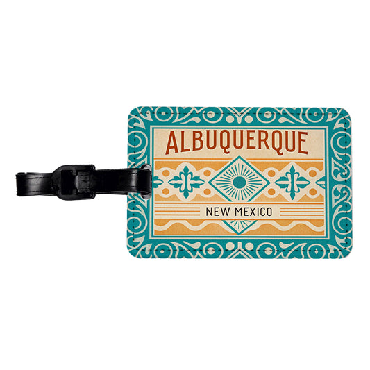 Albuquerque NM New Mexico Travel Vacation Stamp Travel Faux Leather Luggage Tag