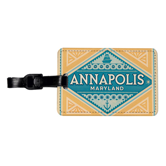 Annapolis MD Maryland Travel Vacation Stamp Travel Faux Leather Luggage Tag