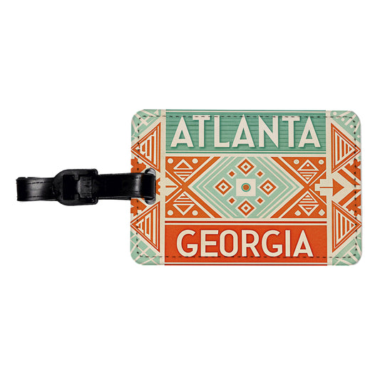 Atlanta GA Georgia Travel Vacation Stamp Travel Faux Leather Luggage Tag
