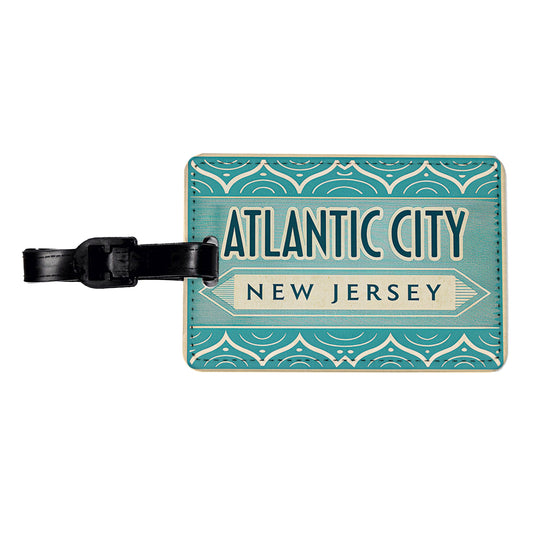Atlantic City NJ New Jersey Travel Vacation Stamp Travel Faux Leather Luggage Tag