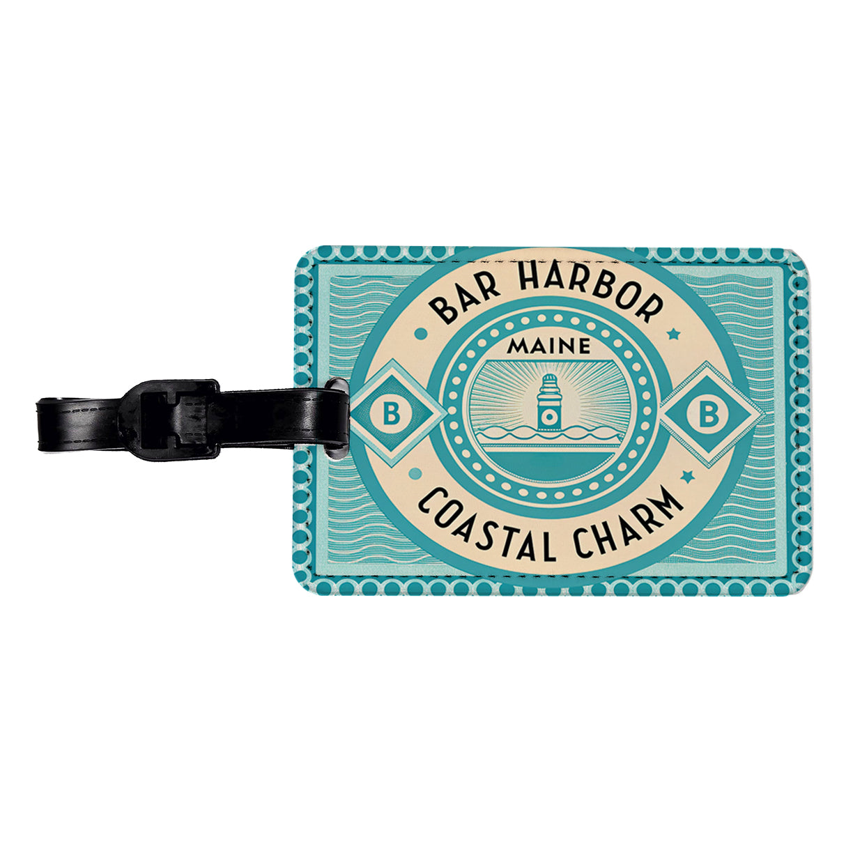 Bar Harbor ME Maine Travel Vacation Stamp Travel Faux Leather Luggage Tag