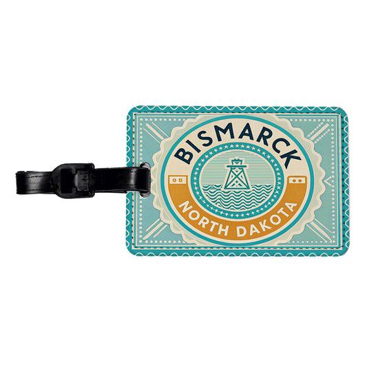 Bismarck ND North Dakota Travel Vacation Stamp Travel Faux Leather Luggage Tag