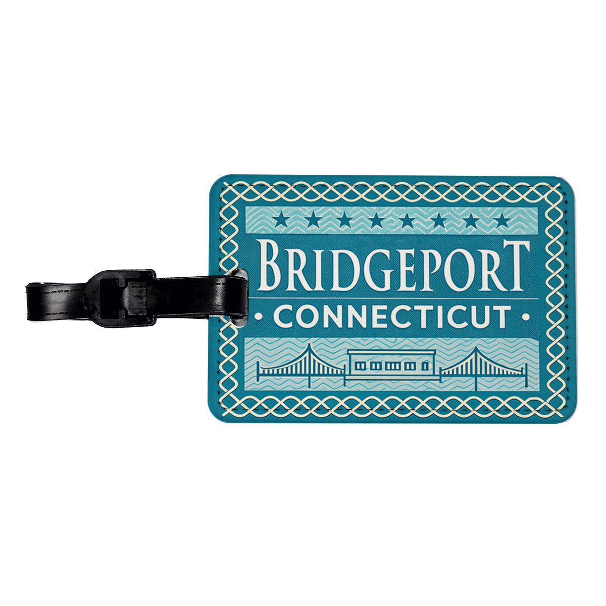 Bridgeport CT Connecticut Travel Vacation Stamp Travel Faux Leather Luggage Tag