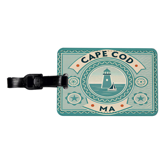 Cape Cod MA Massachusetts Travel Vacation Stamp Travel Faux Leather Luggage Tag