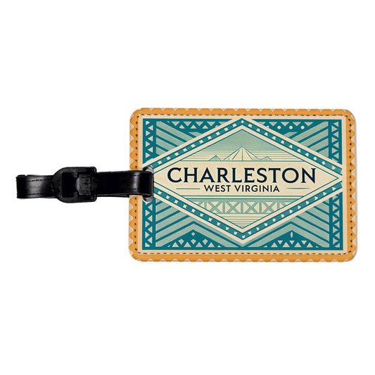Charleston WV West Virginia Travel Vacation Stamp Travel Faux Leather Luggage Tag
