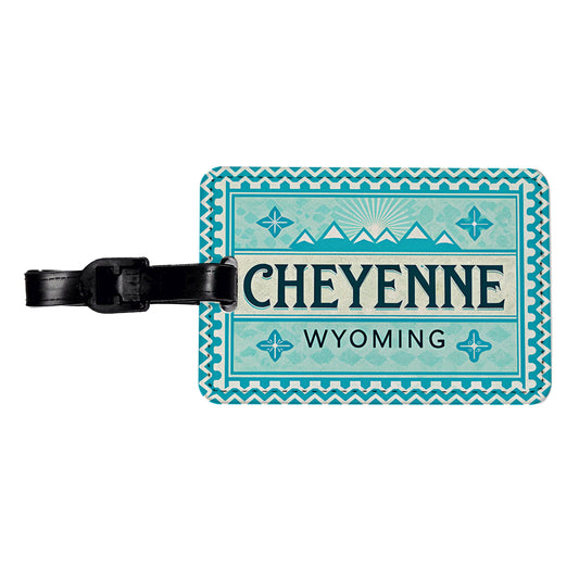 Cheyenne WY Wyoming Travel Vacation Stamp Travel Faux Leather Luggage Tag