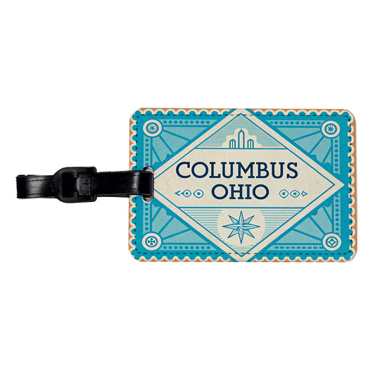Columbus OH Ohio Travel Vacation Stamp Travel Faux Leather Luggage Tag