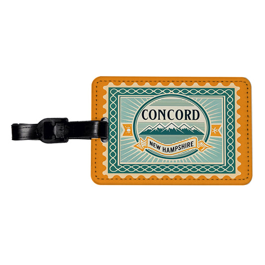 Concord NH New Hampshire Travel Vacation Stamp Travel Faux Leather Luggage Tag