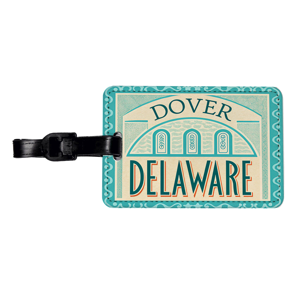 Dover DE Delaware Travel Vacation Stamp Travel Faux Leather Luggage Tag