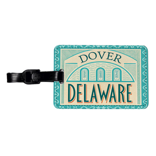 Dover DE Delaware Travel Vacation Stamp Travel Faux Leather Luggage Tag