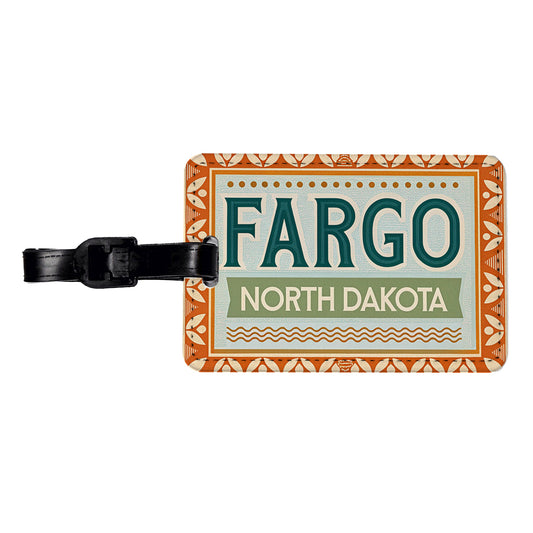Fargo ND North Dakota Travel Vacation Stamp Travel Faux Leather Luggage Tag