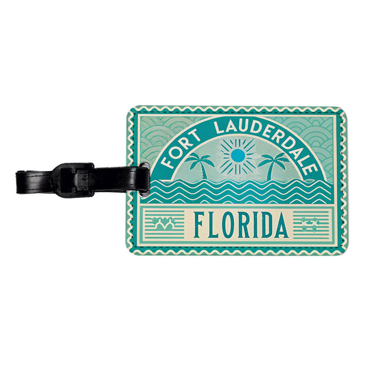 Fort Lauderdale FL Florida Travel Vacation Stamp Travel Faux Leather Luggage Tag