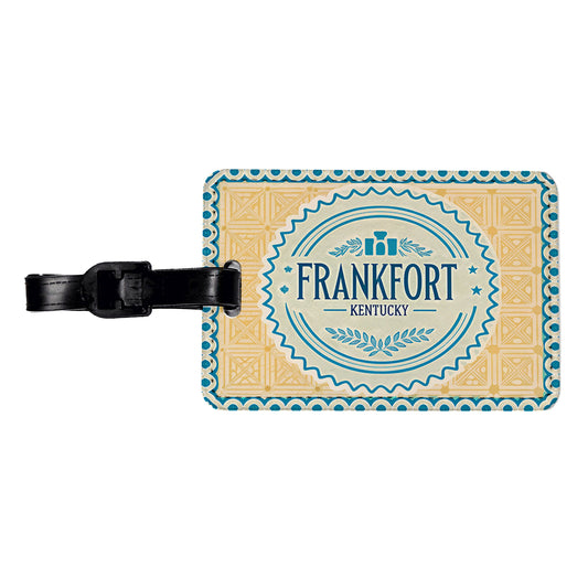 Frankfort KY Kentucky Travel Vacation Stamp Travel Faux Leather Luggage Tag