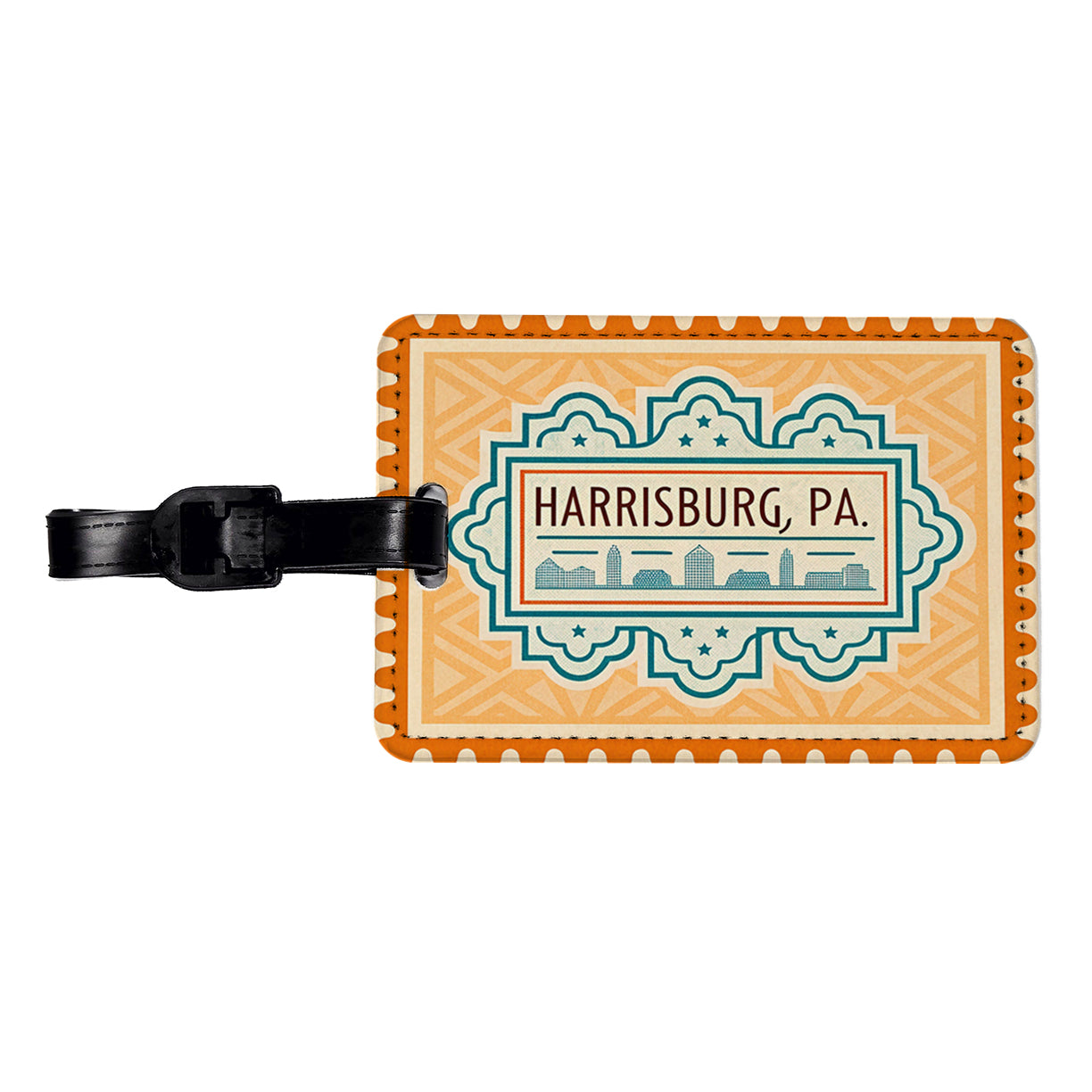 Harrisburg PA Pennsylvania Travel Vacation Stamp Travel Faux Leather Luggage Tag