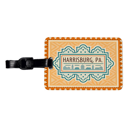 Harrisburg PA Pennsylvania Travel Vacation Stamp Travel Faux Leather Luggage Tag
