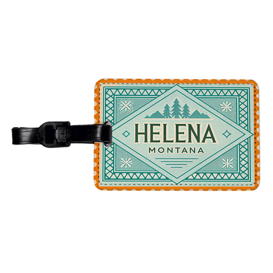 Helena MT Montana Travel Vacation Stamp Travel Faux Leather Luggage Tag