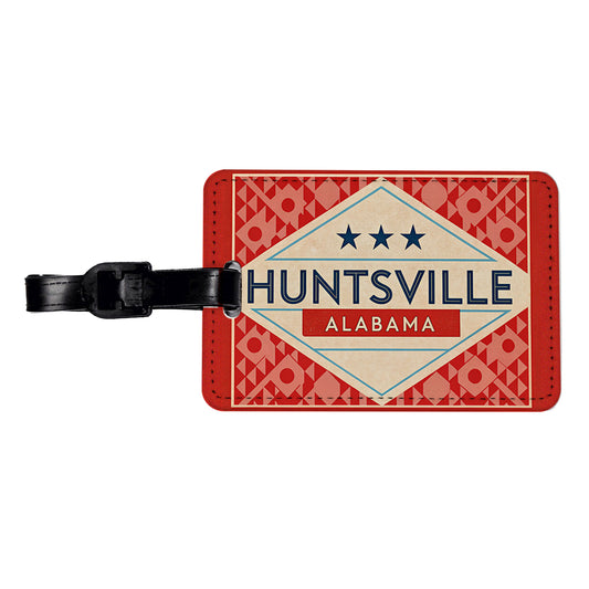 Huntsville AL Alabama Travel Vacation Stamp Travel Faux Leather Luggage Tag