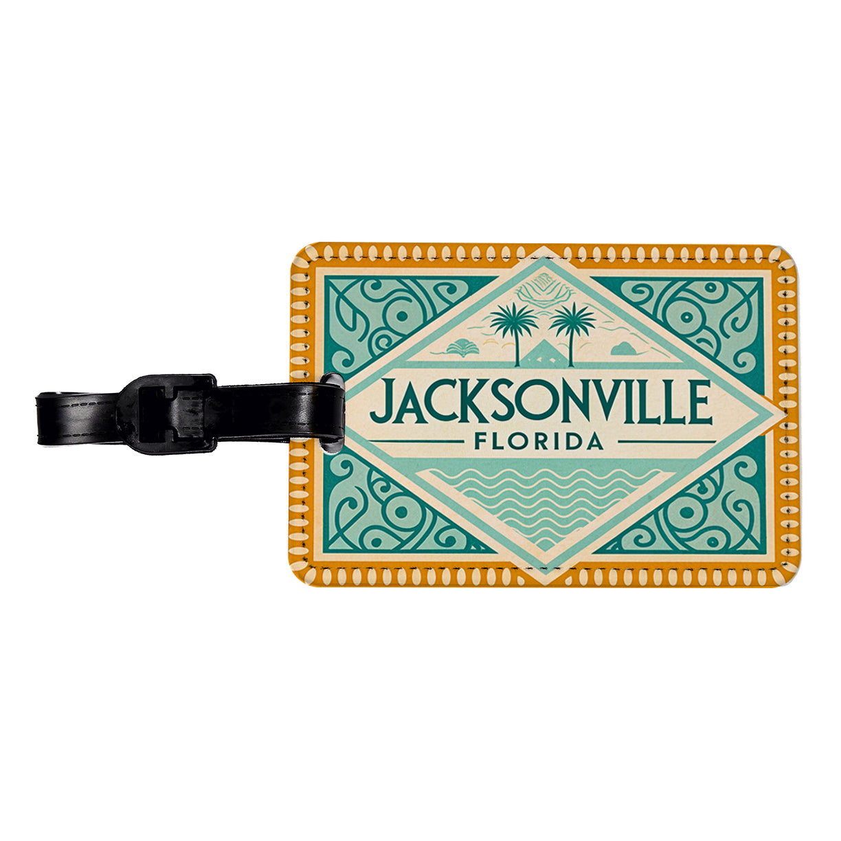 Jacksonville FL Florida Travel Vacation Stamp Travel Faux Leather Luggage Tag