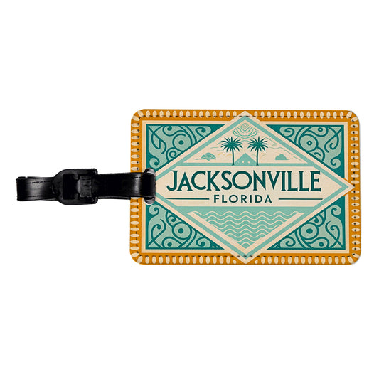 Jacksonville FL Florida Travel Vacation Stamp Travel Faux Leather Luggage Tag